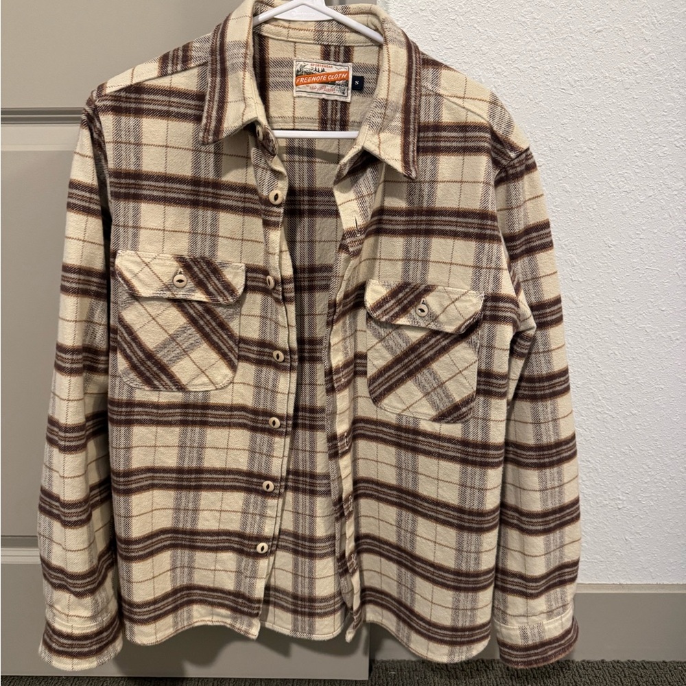 Freenote Cloth Benson Flannel in Cream Plaid
